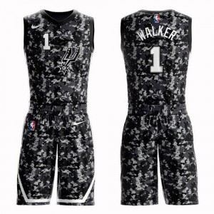 Nike NBA Maillots Basket Lonnie Walker Spurs Camouflage Enfant No.1 Suit City Edition