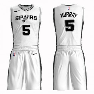 Maillot De Dejounte Murray San Antonio Spurs Suit Association Edition No.5 Nike Enfant Blanc