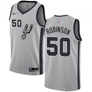 Nike Maillot Robinson Spurs Argent No.50 Homme Statement Edition