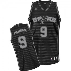 Maillots De Basket Tony Parker San Antonio Spurs Noir / Gris Adidas Homme #9 Groove