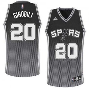 Adidas NBA Maillots Basket Manu Ginobili Spurs Noir No.20 Resonate Fashion Homme