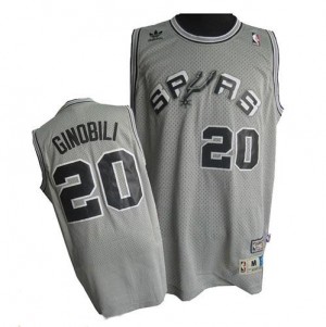 Adidas NBA Maillots Basket Manu Ginobili Spurs Gris Throwback #20 Homme