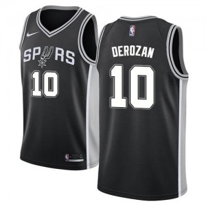 Nike NBA Maillots Basket DeRozan Spurs Homme Icon Edition #10 Noir