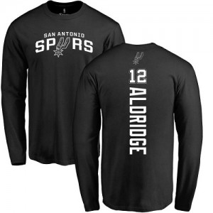 T-Shirts De Basket LaMarcus Aldridge Spurs Long Sleeve #12 Homme & Enfant Nike Backer Noir