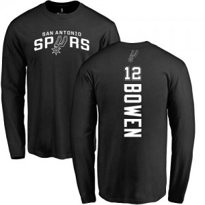 Nike NBA T-Shirts Basket Bowen San Antonio Spurs No.12 Long Sleeve Homme & Enfant Backer Noir