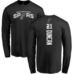 T-Shirts Tim Duncan San Antonio Spurs No.21 Homme & Enfant Nike Backer Noir Long Sleeve