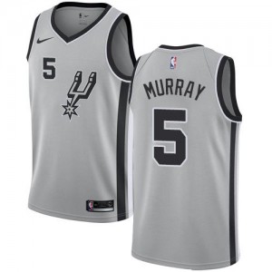Maillot Basket Dejounte Murray Spurs Nike Statement Edition No.5 Argent Homme