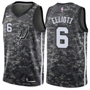 Maillots De Sean Elliott San Antonio Spurs #6 Nike Camouflage Homme City Edition
