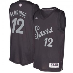 Adidas NBA Maillot Basket LaMarcus Aldridge Spurs #12 Noir Homme 2016-2017 Christmas Day