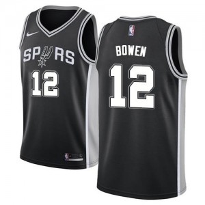 Maillots De Basket Bruce Bowen Spurs Noir #12 Nike Icon Edition Enfant