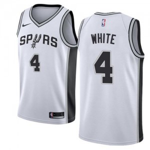Nike Maillot Basket Derrick White San Antonio Spurs Enfant Association Edition No.4 Blanc