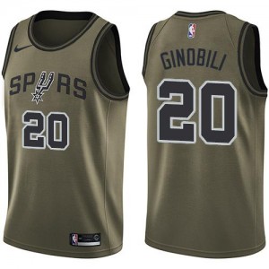 Nike NBA Maillots Basket Manu Ginobili Spurs vert Homme Salute to Service #20