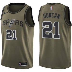 Nike NBA Maillots De Basket Tim Duncan San Antonio Spurs Enfant #21 vert Salute to Service