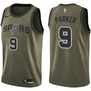 Nike Maillots Tony Parker Spurs Salute to Service No.9 Homme vert