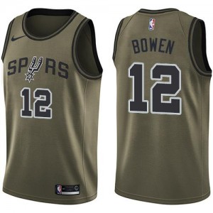 Nike Maillot De Bowen San Antonio Spurs #12 Homme vert Salute to Service