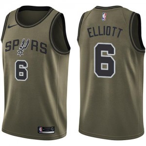 Nike NBA Maillot De Basket Elliott Spurs vert Homme Salute to Service #6