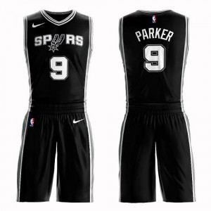 Nike NBA Maillot De Parker Spurs Homme #9 Noir Suit Icon Edition
