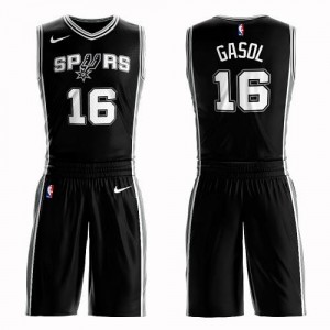 Nike NBA Maillots Basket Pau Gasol San Antonio Spurs No.16 Noir Enfant Suit Icon Edition