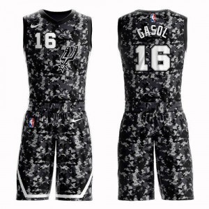 Maillot De Basket Gasol Spurs Nike Enfant Camouflage #16 Suit City Edition
