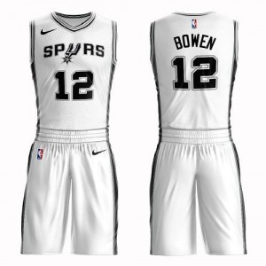 Nike NBA Maillots De Basket Bruce Bowen Spurs Suit Association Edition #12 Blanc Homme