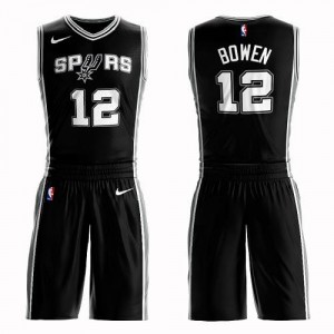 Nike Maillot De Bowen San Antonio Spurs No.12 Enfant Noir Suit Icon Edition