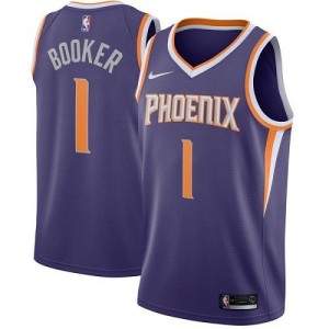 Nike NBA Maillots De Booker Suns Enfant #1 Violet Icon Edition