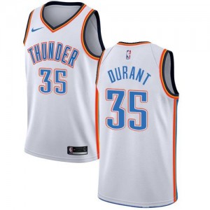 Nike NBA Maillots Basket Durant Oklahoma City Thunder Association Edition No.35 Homme Blanc