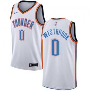 Nike NBA Maillots Russell Westbrook Oklahoma City Thunder #0 Blanc Association Edition Homme