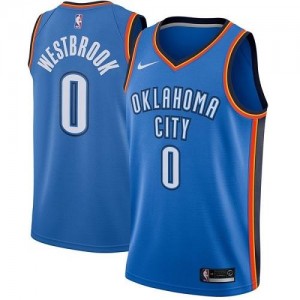 Nike Maillot Russell Westbrook Thunder Homme Bleu royal Icon Edition #0