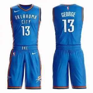 Maillots Basket George Oklahoma City Thunder No.13 Bleu royal Homme Nike Suit Icon Edition