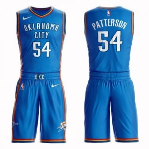 Nike NBA Maillots Basket Patterson Thunder #54 Homme Bleu royal Suit Icon Edition