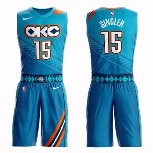 Maillots Basket Singler Thunder Suit City Edition Nike Homme Turquoise #15