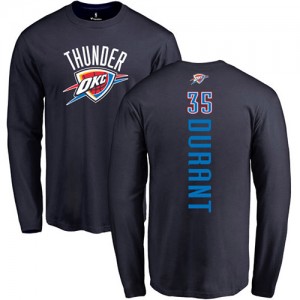 Nike T-Shirts De Kevin Durant Oklahoma City Thunder #35 Long Sleeve Homme & Enfant bleu marine Backer