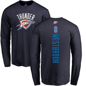 Nike T-Shirt Basket Westbrook Oklahoma City Thunder Homme & Enfant bleu marine Backer Long Sleeve No.0