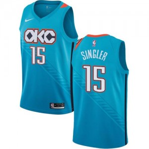Nike NBA Maillots De Kyle Singler Thunder Homme Turquoise City Edition No.15