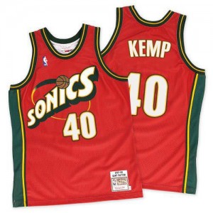 Maillot Basket Kemp Oklahoma City Thunder SuperSonics Throwback Rouge Mitchell and Ness Homme #40