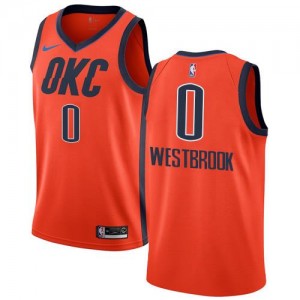 Nike NBA Maillot Westbrook Thunder Earned Edition #0 Homme Orange