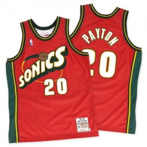 Mitchell and Ness NBA Maillots Basket Gary Payton Thunder #20 Rouge Homme SuperSonics Throwback