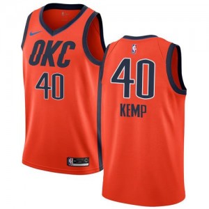 Nike NBA Maillots Basket Shawn Kemp Thunder Orange Enfant #40 Earned Edition