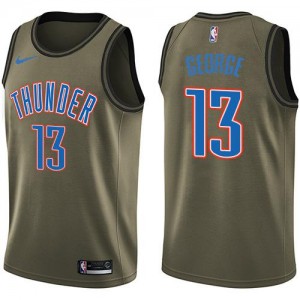 Nike NBA Maillots Paul George Thunder Salute to Service Homme No.13 vert