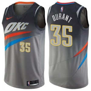 Nike NBA Maillots Durant Thunder No.35 Gris City Edition Homme