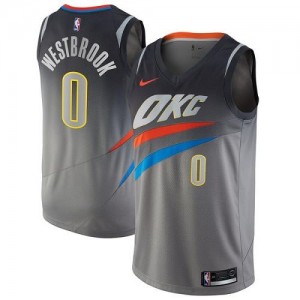 Maillot De Westbrook Oklahoma City Thunder Gris #0 City Edition Nike Homme
