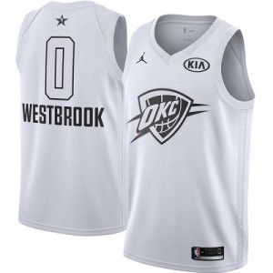 Maillots Basket Russell Westbrook Oklahoma City Thunder #0 Homme Blanc 2018 All-Star Game Jordan Brand