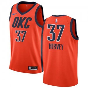 Nike NBA Maillot Basket Hervey Oklahoma City Thunder Orange Earned Edition Enfant No.37