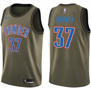 Nike NBA Maillots De Basket Kevin Hervey Oklahoma City Thunder #37 Homme Salute to Service vert
