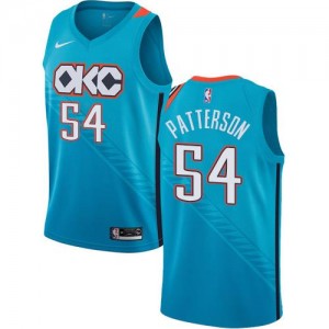 Nike NBA Maillots Patterson Thunder No.54 City Edition Turquoise Homme
