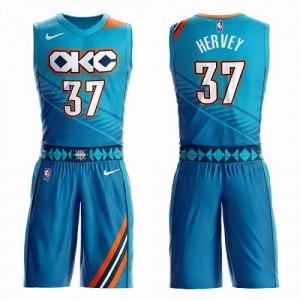 Maillot Kevin Hervey Oklahoma City Thunder Turquoise #37 Nike Homme Suit City Edition