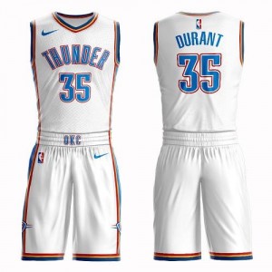 Maillot De Kevin Durant Oklahoma City Thunder Enfant Blanc Suit Association Edition #35 Nike