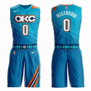 Nike Maillots De Basket Westbrook Oklahoma City Thunder Turquoise Homme No.0 Suit City Edition