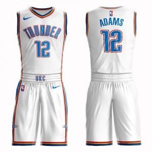 Nike NBA Maillots Basket Adams Thunder #12 Blanc Suit Association Edition Enfant